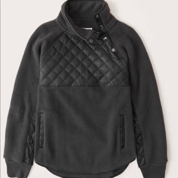 Vegan Leather Asymmetrical Snap-Up Fleece - Picture 1 of 4